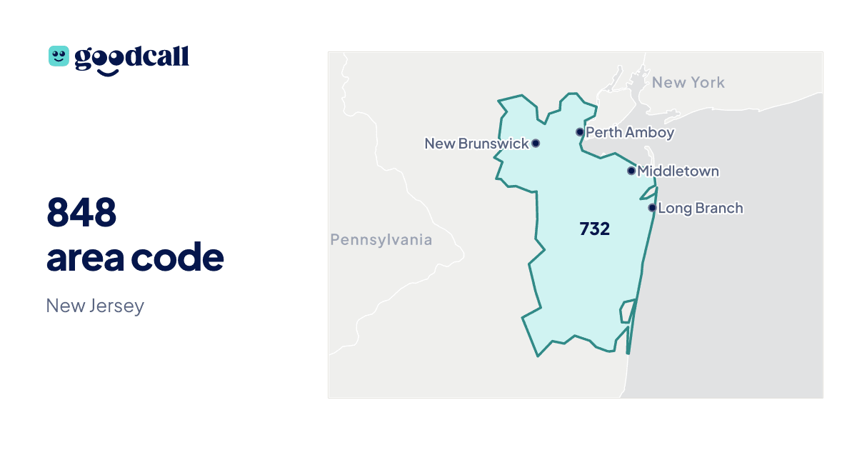 848 area code: New Jersey
